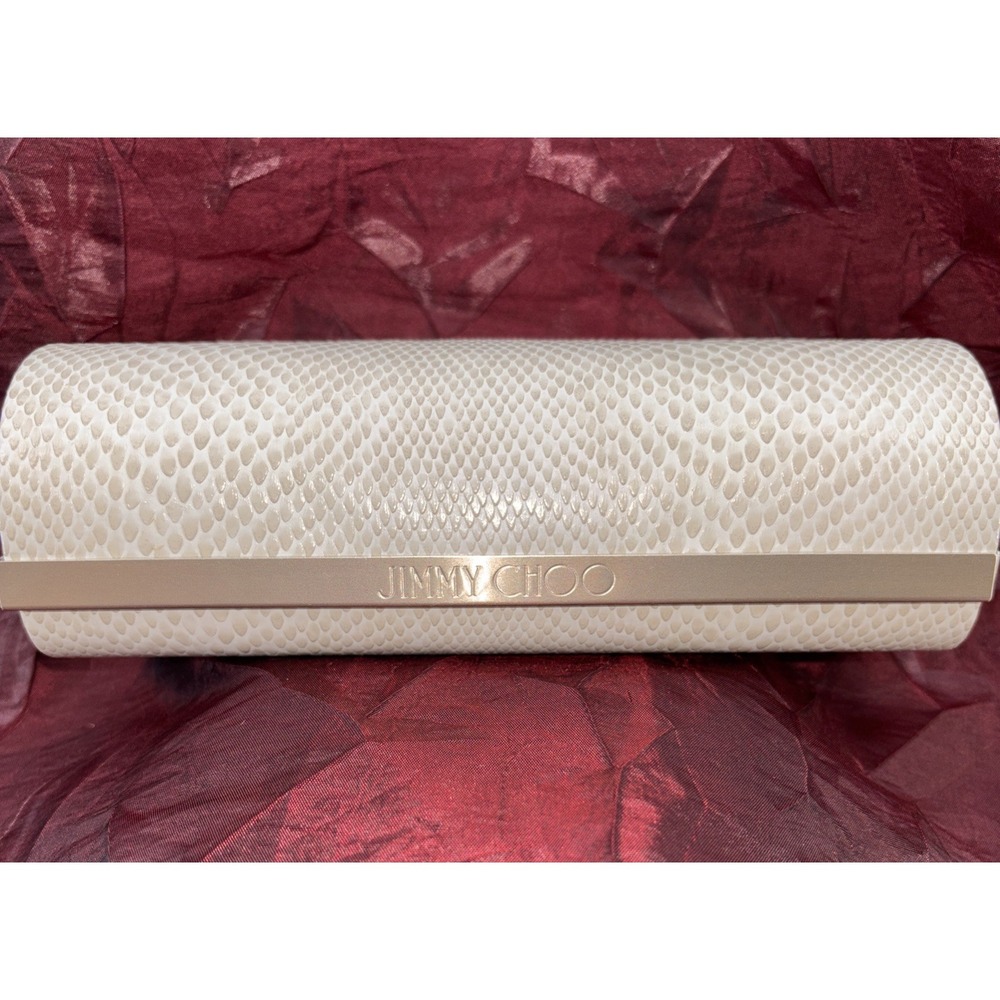Jimmy Choo Eyeglass/Sunglass Hard Case Faux‎ Beige Snakeskin Standard Size EUC